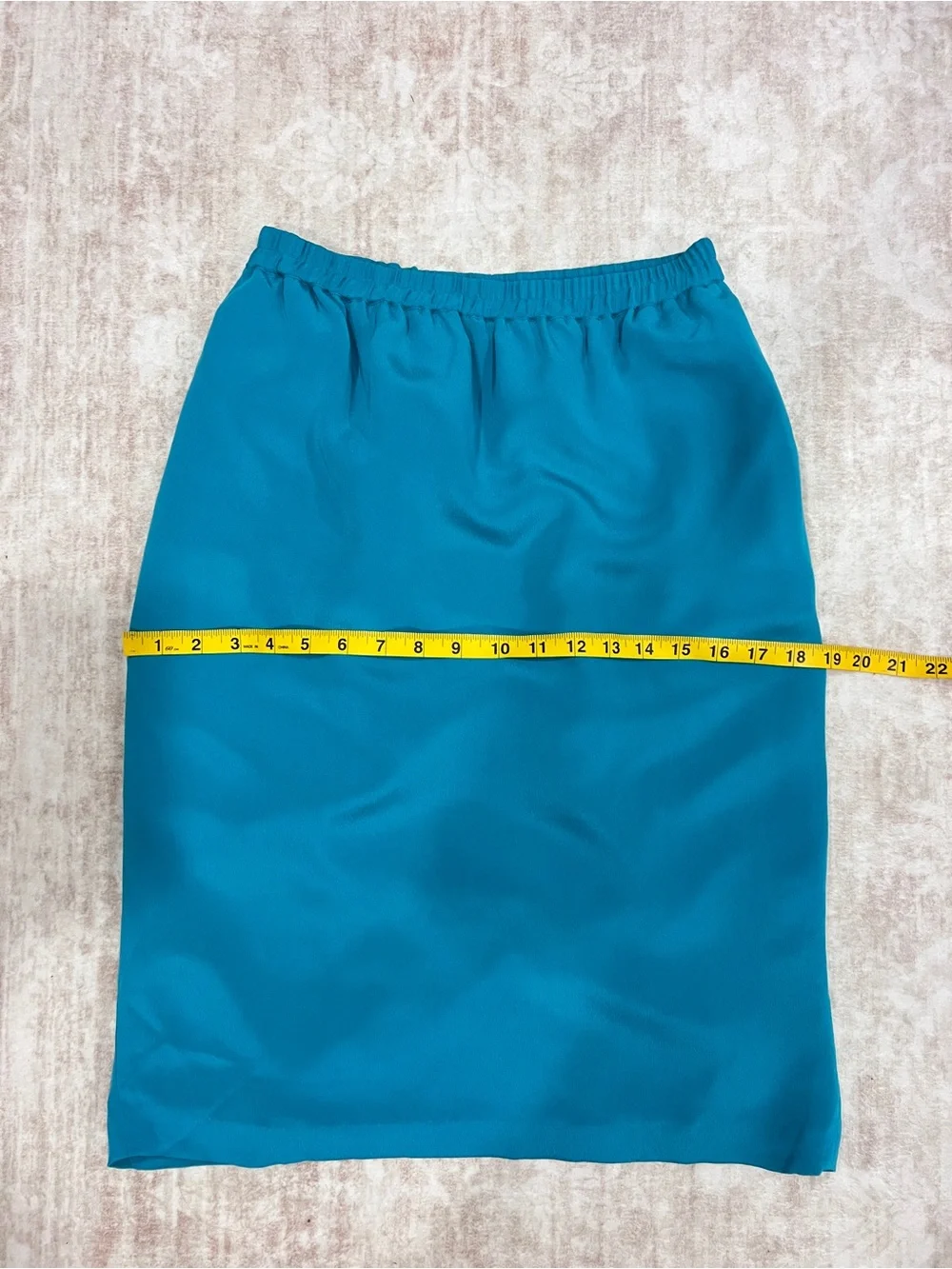 Vintage Adrianna Papell 100% Silk Teal Midi Skirt Pockets 6